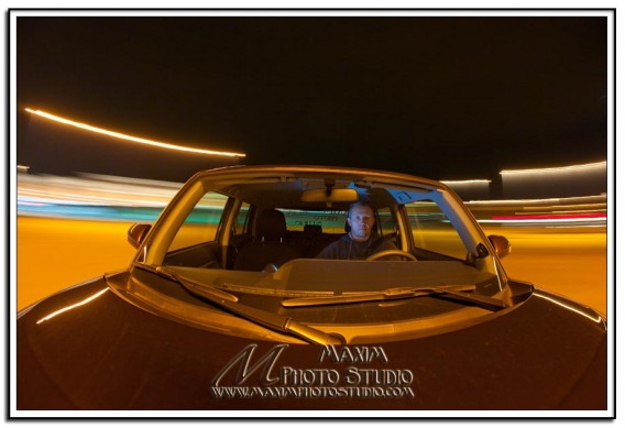 Nighttime car photography using available light