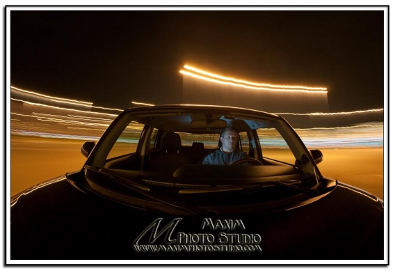 Nighttime car photography using available light