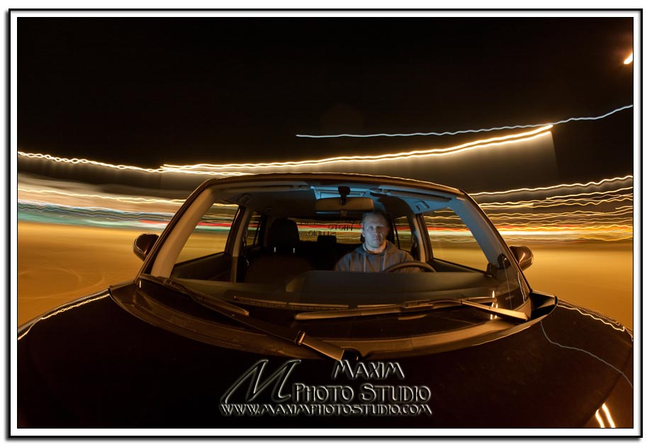 Nighttime car photography using available light