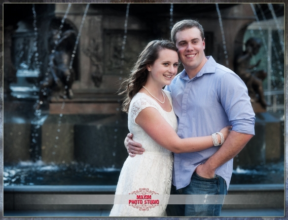 maxim photo studio captured the engagemen at fountain square